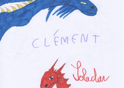 Dessin de Clément - Dragons pour Philippe MONTEL