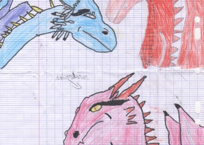 Dessin d'un artiste inconnu - Dragons pour Philippe MONTEL