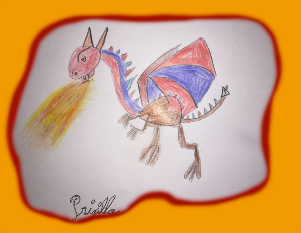 Un dragon dessiné par Priscilla
